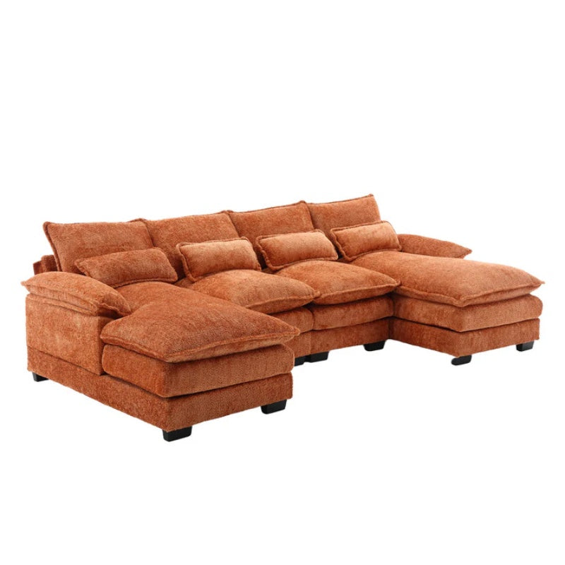 UNITED WE WIN Modern Large chenille Fabric U-Shape Sectional Sofa-海智集-Default-