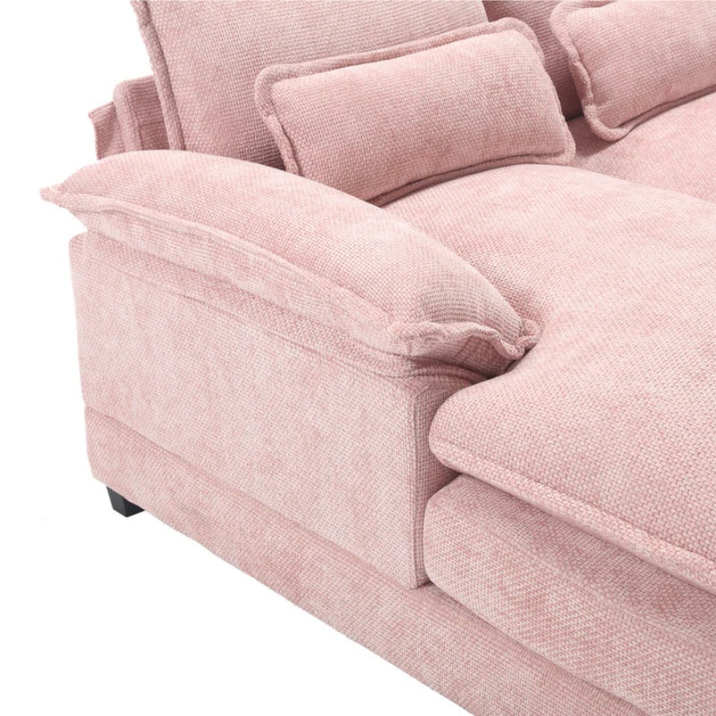 UNITED WE WIN Chenille, high quality sponge filling, solid wood frame, oversized four-seater, U-shaped combination sofa-海智集-Default-