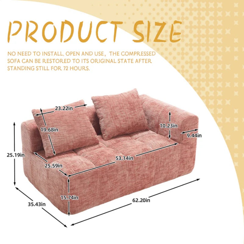 UNITED WE WIN Chenille Loveseat Sofa,Minimalist Modular Couches Sleeper for Living Room Bedroom Apartment Lounge-海智集-Default-