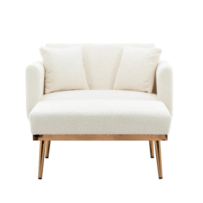 COOLMORE fashionable and classic style chaise lounge chair / accent chair for Living Room, bedroom (Teddy White)-海智集-Default-