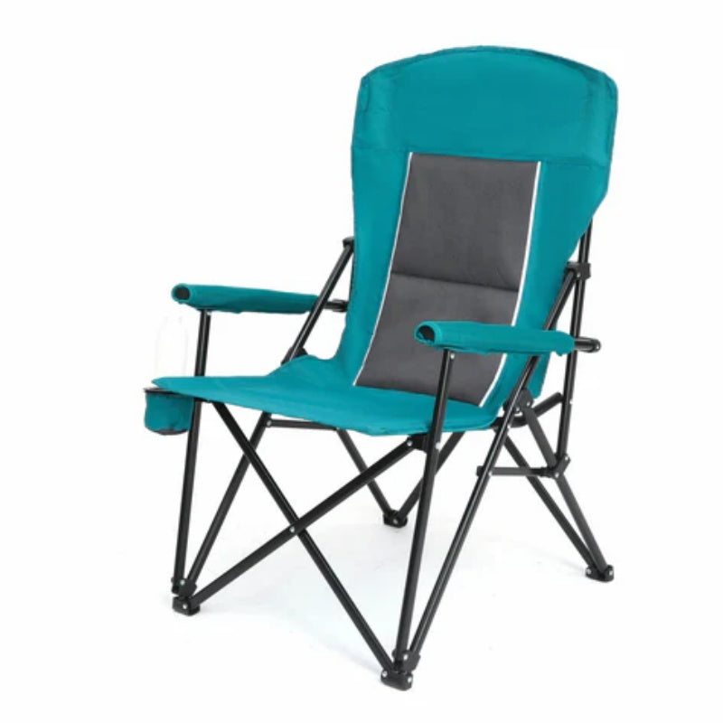 High Back Heavy Duty Lawn Chair Support 250LBS, Portable Collapsible Chair with Cup Holder -Blue-海智集-Default-
