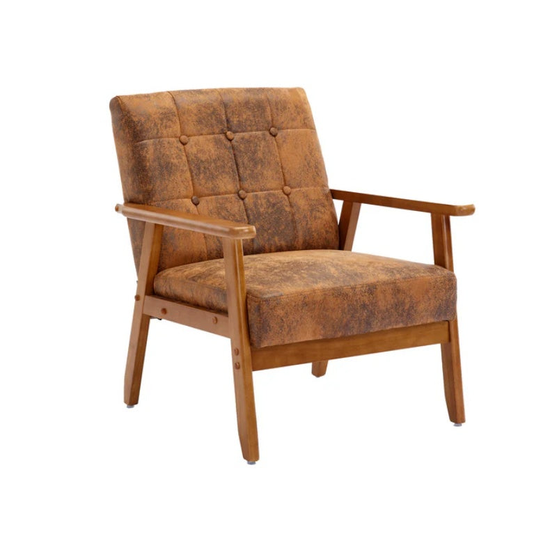 Leisure Chair with Solid Wood Armrest and Feet, Mid-Century Modern Accent chair, for Living Room Bedroom Studio chair-海智集-Default-
