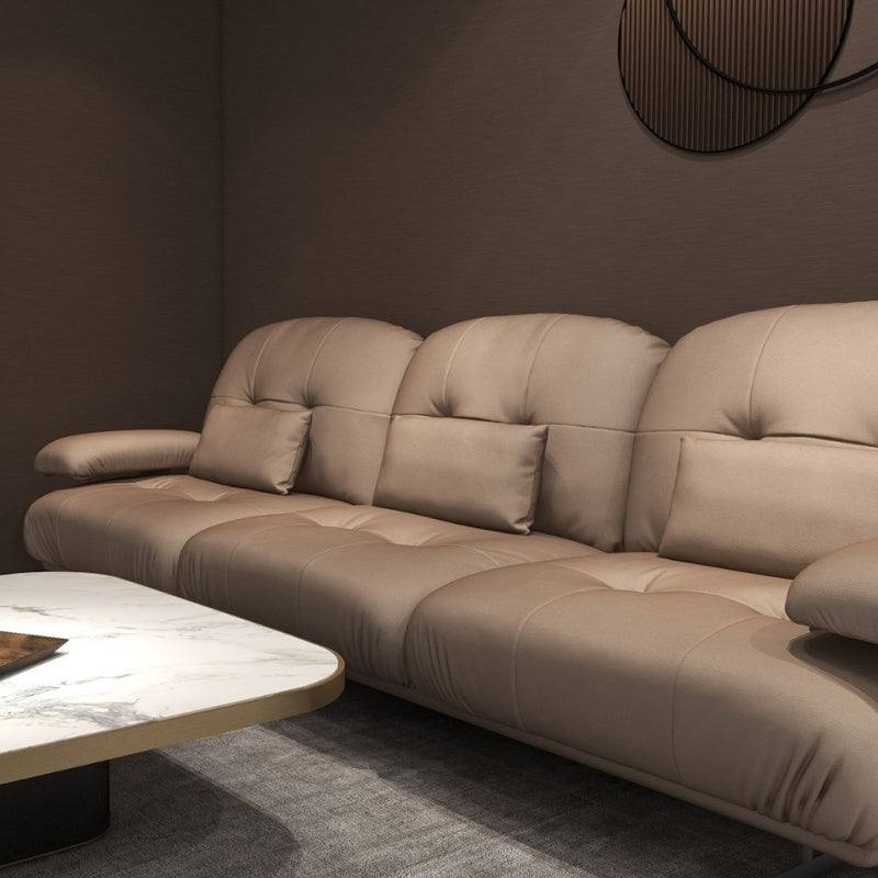 Luxurious and comfortable sofa in the living room, Italian soft modern leather sofa-海智集-