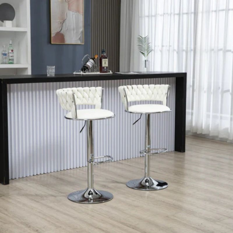 COOLMORE Swivel Bar Stools Set of 2 Adjustable Counter Height Chairs with Footrest for Kitchen, Dining Room 2PC/SET-海智集-Default-