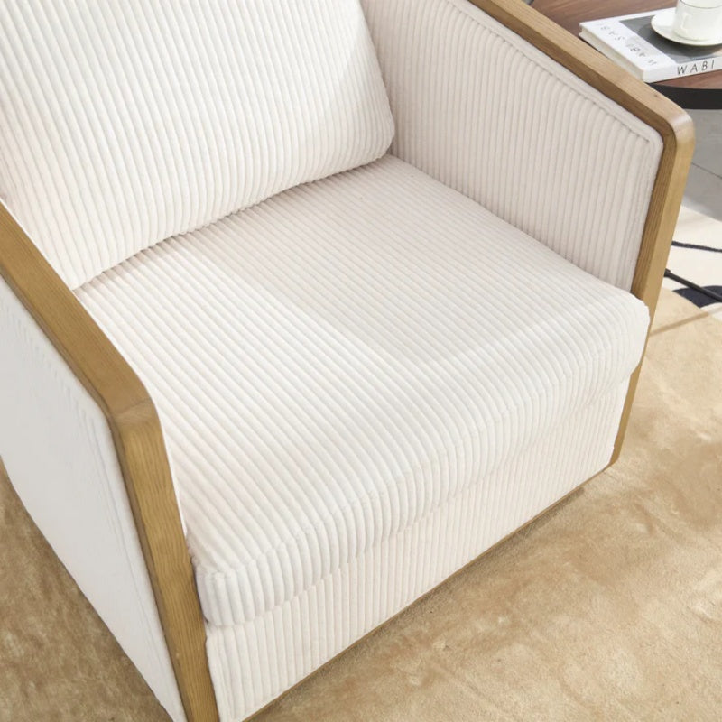 Corduroy Swivel Barrel Chair, Comfortable Accent Sofa Chair, 360 Degree Swivel, Beige, Corduroy, 30.12''x35.04''x30.31''-海智集-Default-