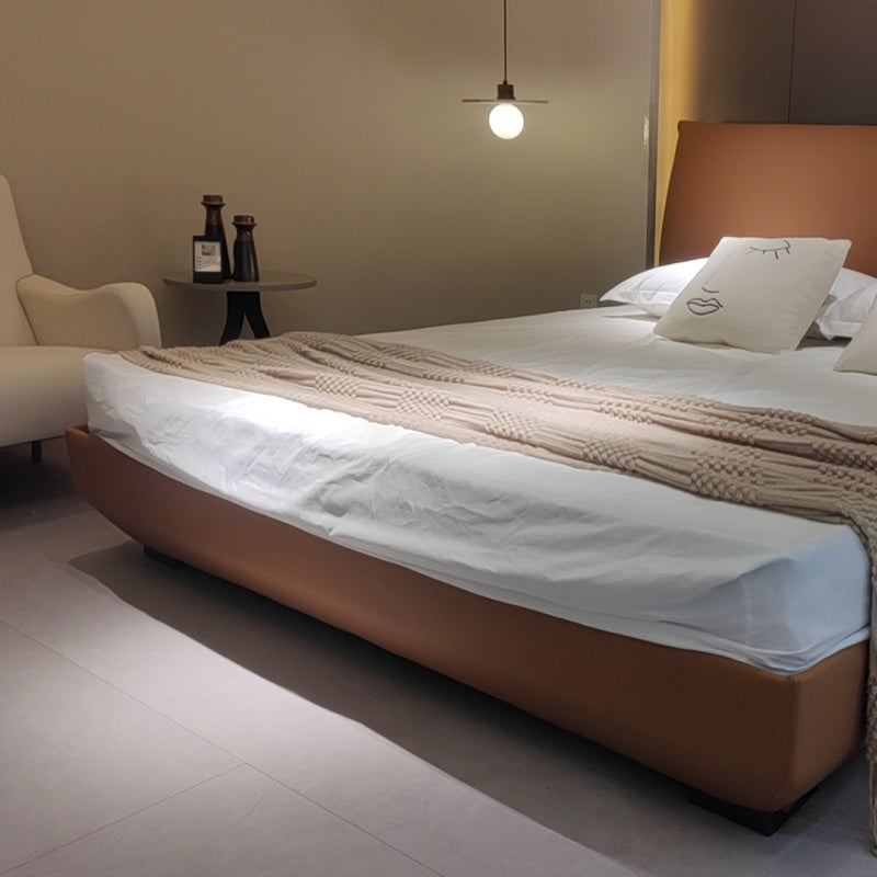 Space-Saving Leather Bed for Compact Rooms-海智集-