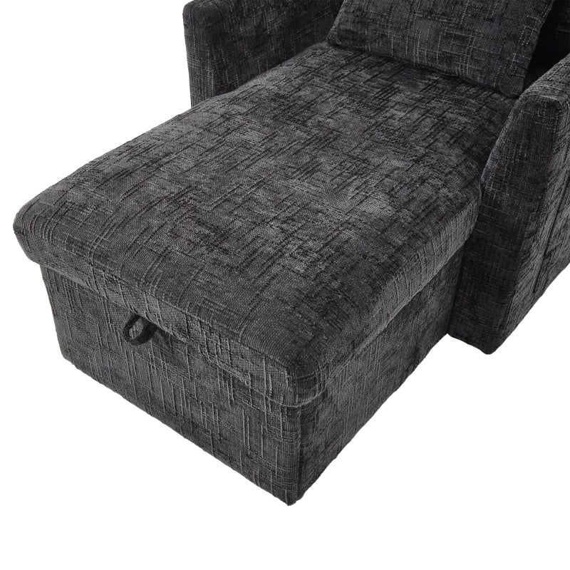 Multifunctional Lazy Person Sofa Recliner with Storage Backrest and Cell Phone Bracket in Chenille for Living Room or Bedroom-海智集-Default-