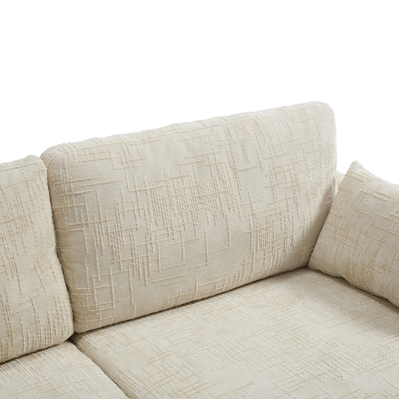 Modern Style Chenille 2-Seater Sofa with LED Light, USB Port, Storage Bag, Wood Legs-海智集-Default-