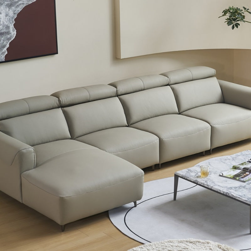Soft leather sofa, Italian light luxury four-seater-海智集-