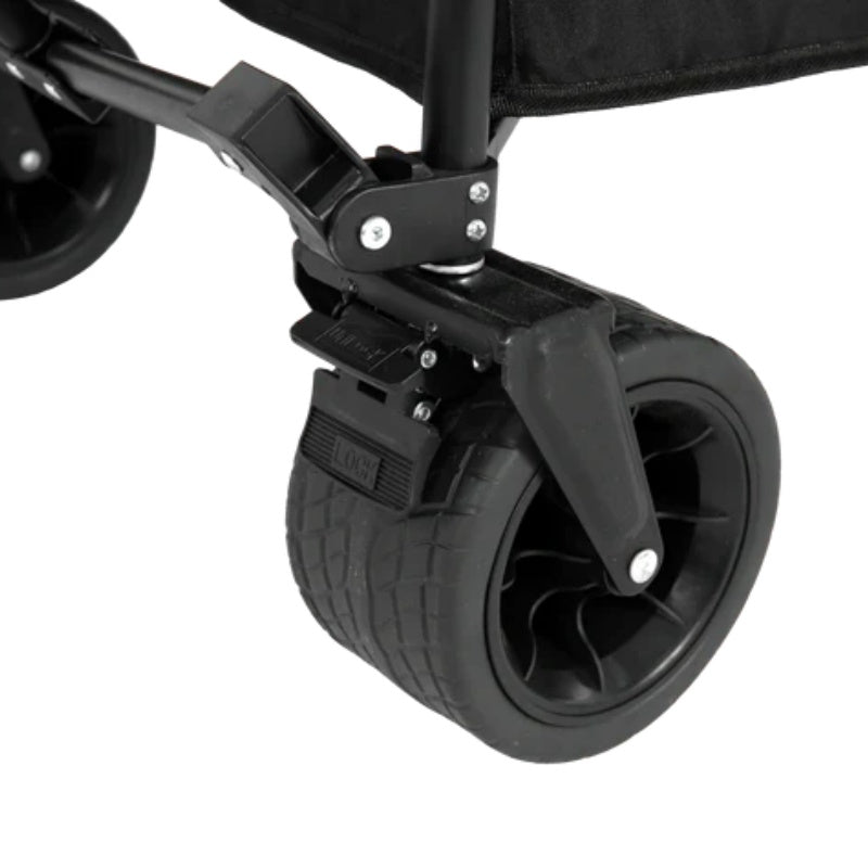 Beach Wagon,Collapsible Wagon 220lbs with Big Wheels Foldable Wagon Carts, Heavy Duty 300L Folding Utility Garden Cart with Big All-Terrain Beach Wheels & Drink Holders. Black-海智集-Default-