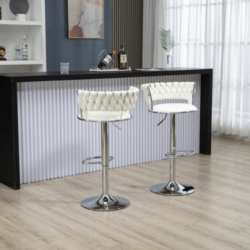 COOLMORE Swivel Bar Stools Set of 2 Adjustable Counter Height Chairs with Footrest for Kitchen, Dining Room 2PC/SET-海智集-Default-