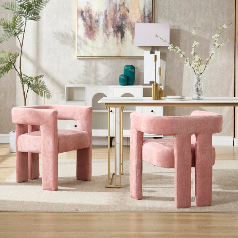 Campcraft Contemporary Designed Fabric Upholstered Accent/Dining Chair /Barrel Side Chairs Kitchen Armchair for Living Room 2PC/SET-海智集-Default-