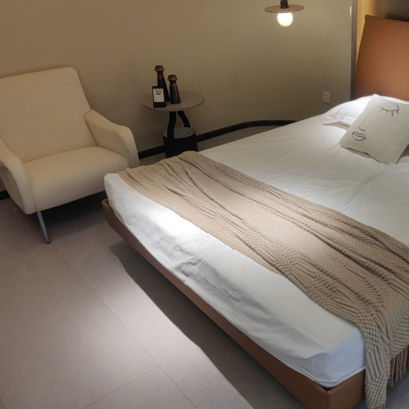 Space-Saving Leather Bed for Compact Rooms-海智集-