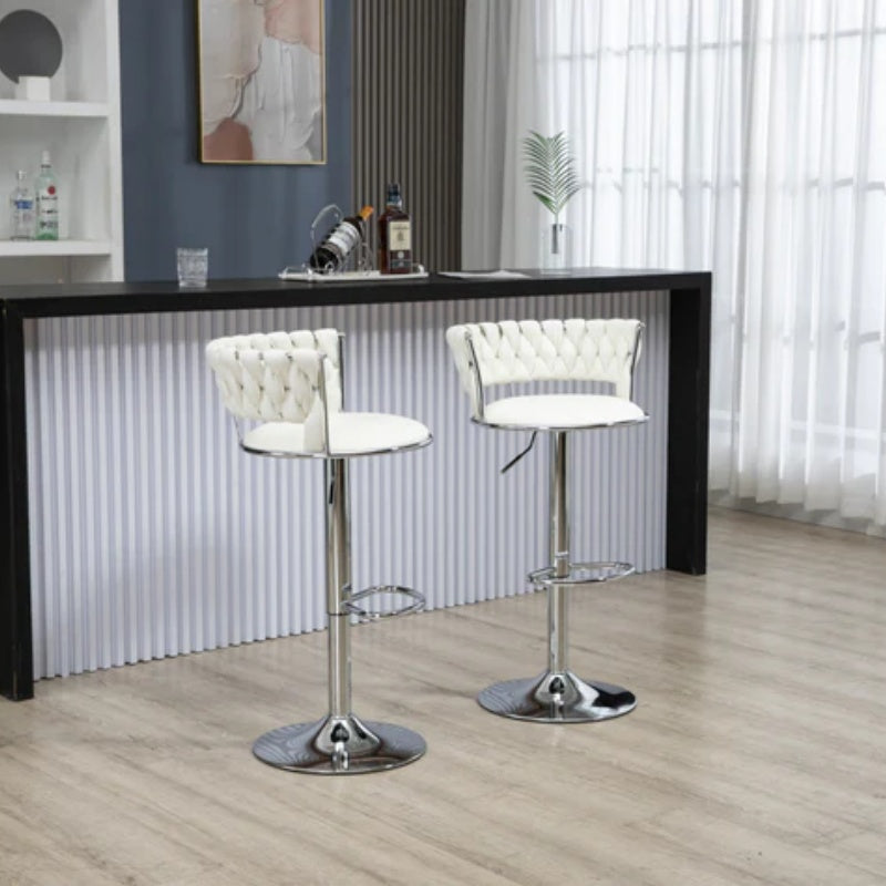 COOLMORE Swivel Bar Stools Set of 2 Adjustable Counter Height Chairs with Footrest for Kitchen, Dining Room 2PC/SET-海智集-Default-