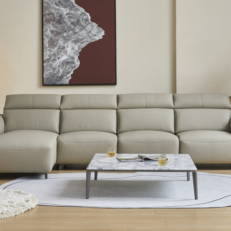 Soft leather sofa, Italian light luxury four-seater-海智集-
