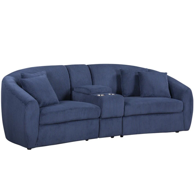 UNITED WE WIN corduroy fabric, two cup holders, storage, oversized two-seat, solid wood frame, high quality sponge filling, curved placement sofa-海智集-Default-