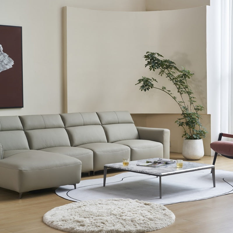 Soft leather sofa, Italian light luxury four-seater-海智集-