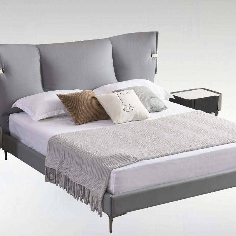 Jinxuan Series Jinxuan GINSON Genuine Leather Bed, modern and simple Italian light Luxury high-end solid wood soft Package XF-13# (Including bed board but excluding bedside table)-海智集-