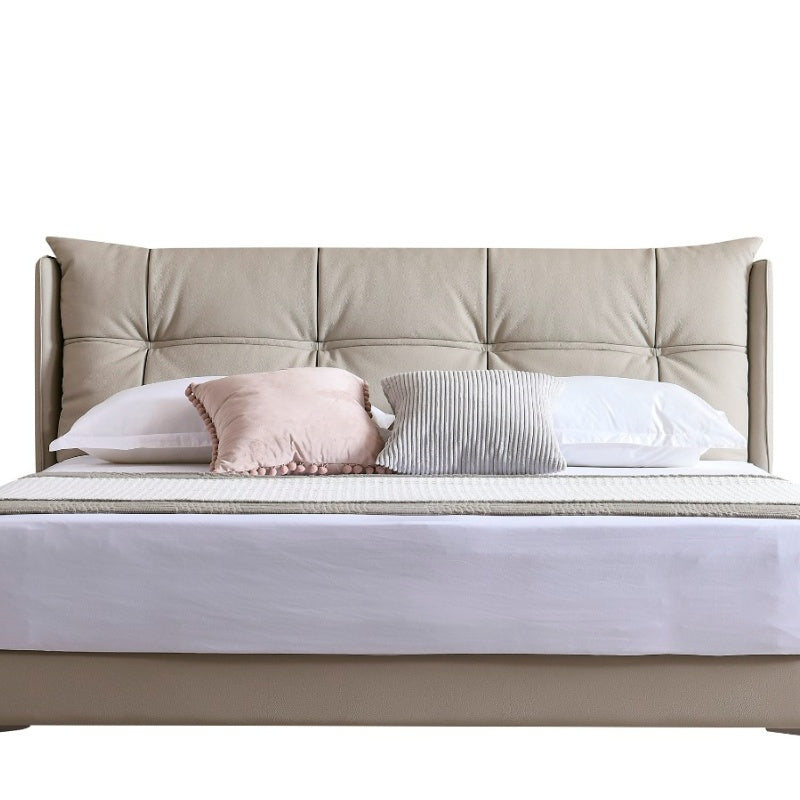 Jinxuan Series Leather Bed, Modern and simple Italian Light Luxury High-end Solid Wood Soft Package 2318 # (Including bed board but excluding bedside table)-海智集-