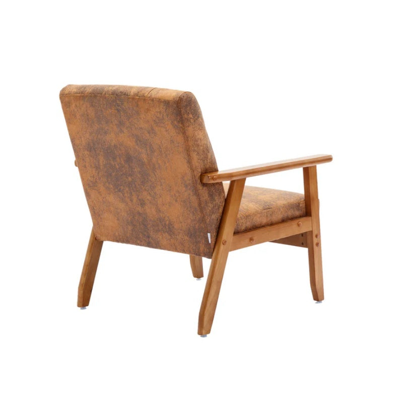 Leisure Chair with Solid Wood Armrest and Feet, Mid-Century Modern Accent chair, for Living Room Bedroom Studio chair-海智集-Default-