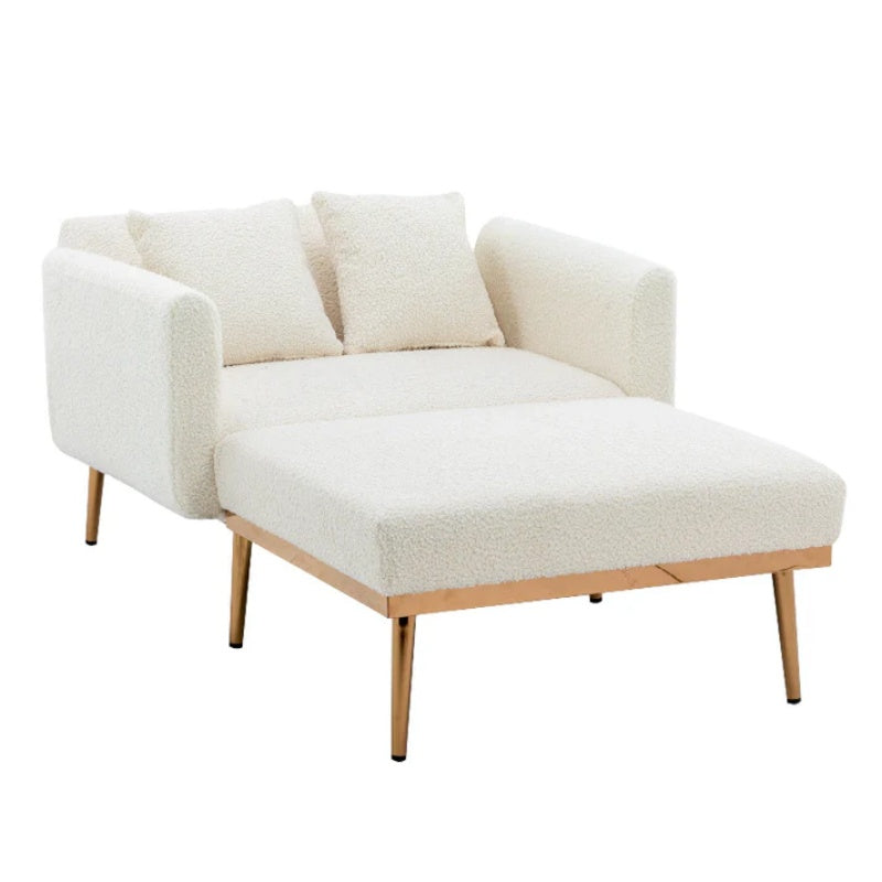 COOLMORE fashionable and classic style chaise lounge chair / accent chair for Living Room, bedroom (Teddy White)-海智集-Default-