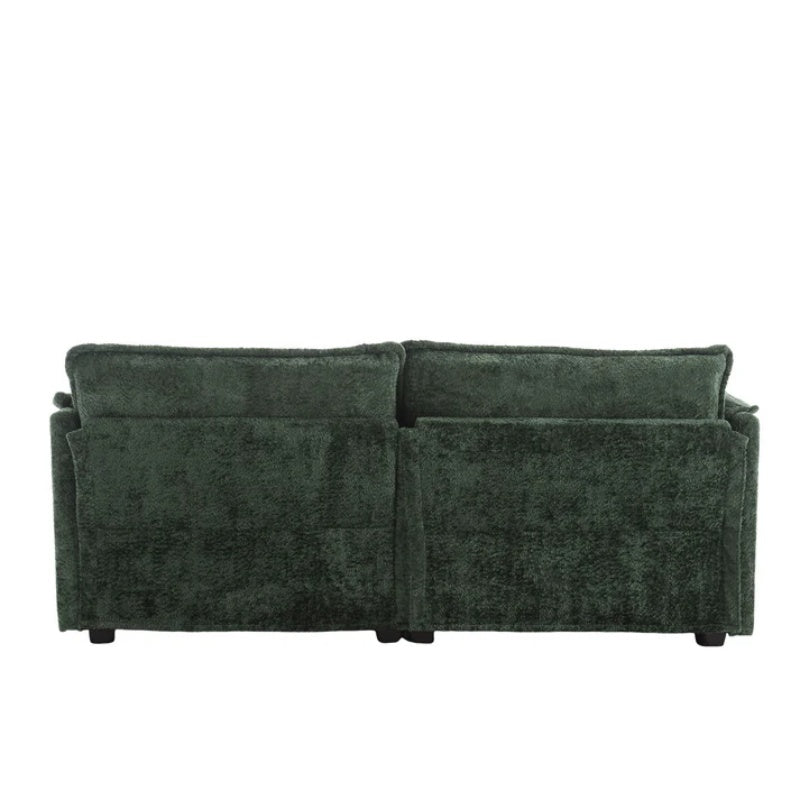 UNITED WE WIN Chenille fabric, removable armrests with side pockets, high density sponge filling, oversized double sofa with footstool-海智集-Default-