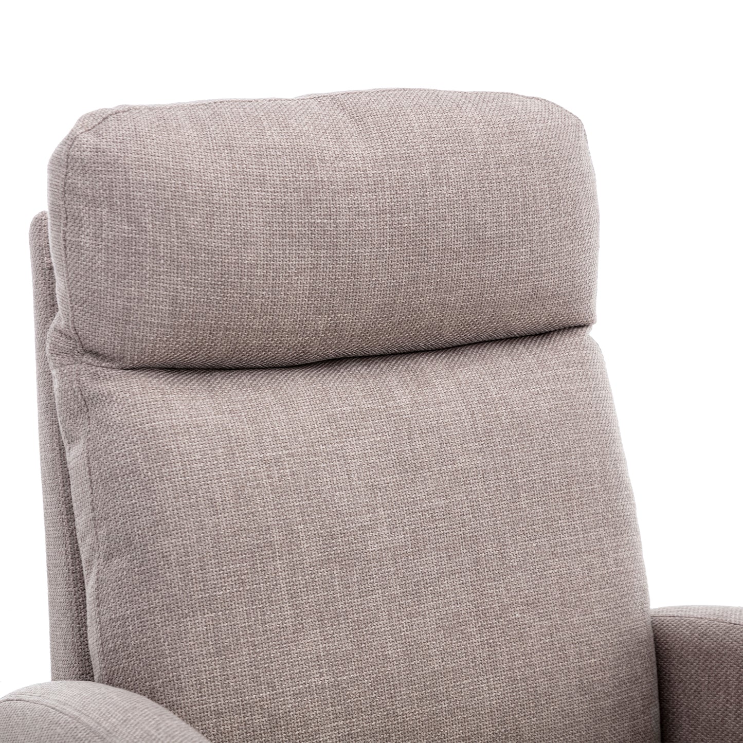 Rocking Chair, Modern Glider Chair, Recliner Armchair with Wood Legs and Side Pocket, Nursery Rocking Accent Chair with High Back for Living Room Bedroom (Grey linen)-海智集-Default-