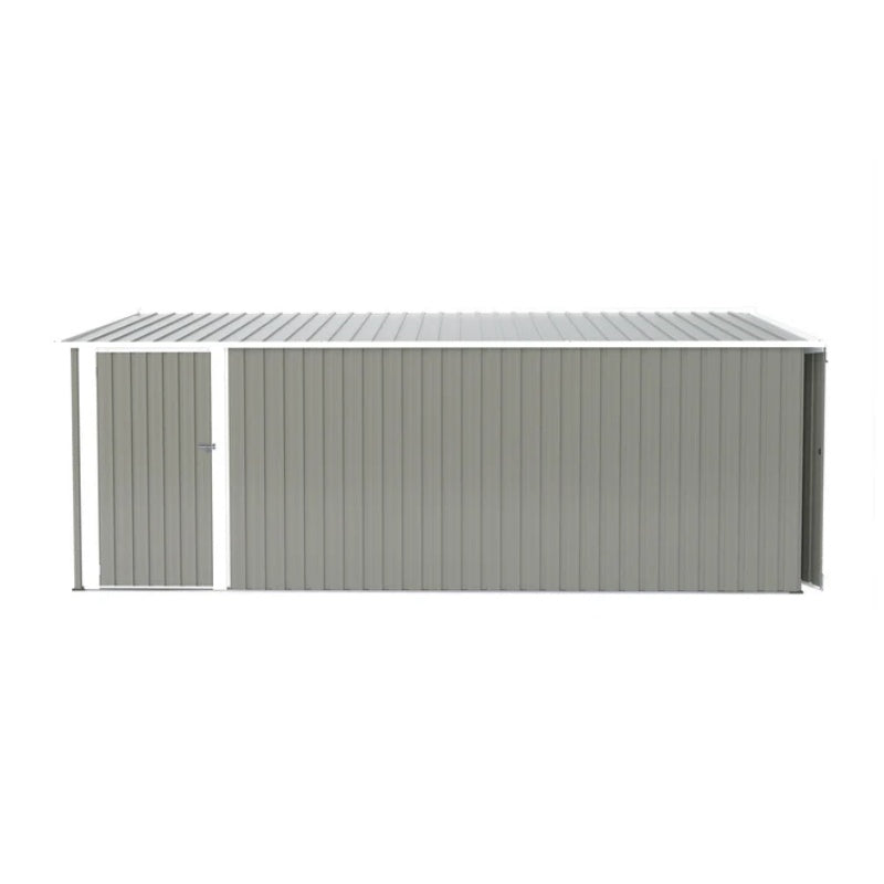 Campcraft Outdoor Storage Shed 10×14 FT with 3 Lockable Doors,Utility Tool Shed Metal Storage Garden Sheds Frame and 4 Vents,for Backyard,Patio,Lawn,Light Grey-海智集-Default-