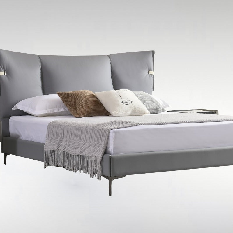 Jinxuan Series Jinxuan GINSON Genuine Leather Bed, modern and simple Italian light Luxury high-end solid wood soft Package XF-13# (Including bed board but excluding bedside table)-海智集-