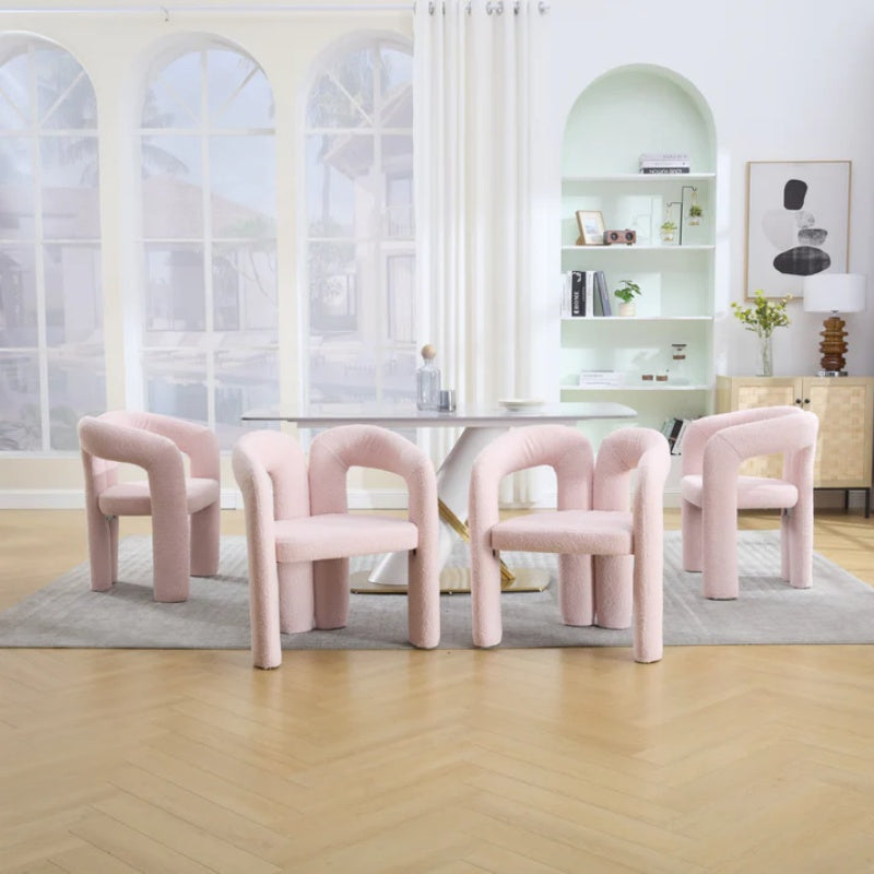 COOLMORE Contemporary Designed Velvet Upholstered Accent/Dining Chair with Armrests in Pink Teddy-海智集-Default-