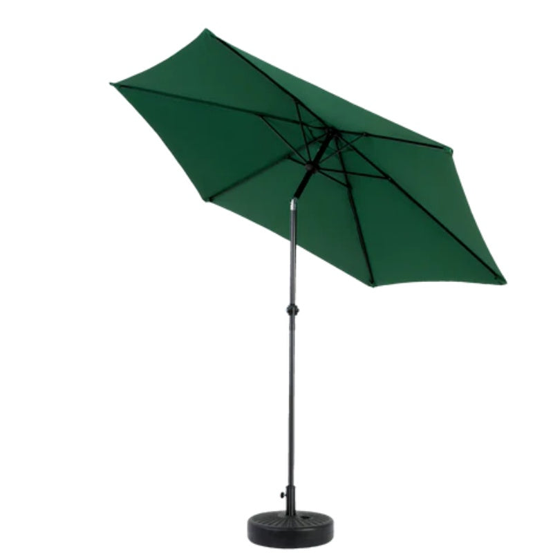 9FT Outdoor Patio Umbrella Outdoor Table Umbrella with Push Button Tilt and Crank, Market Umbrella 6 Sturdy Ribs , Deck, Backyard, Pool (Base Not Included) - ( Dark green )-海智集-Default-