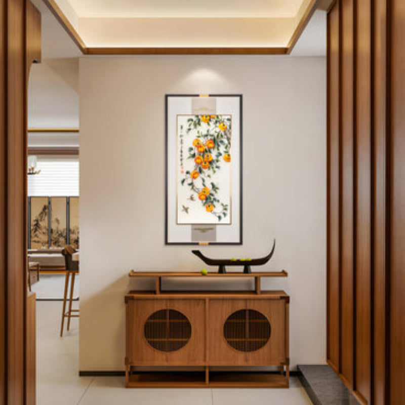 Calligraphy Embroidered Wall Art - New Chinese Style Silk Thread Work with Black Frame-海智集-