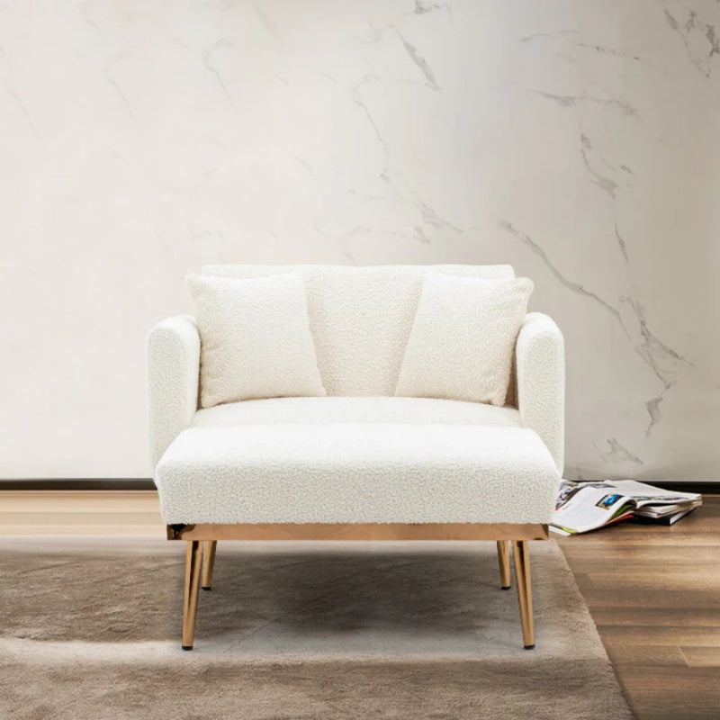 COOLMORE fashionable and classic style chaise lounge chair / accent chair for Living Room, bedroom (Teddy White)-海智集-Default-