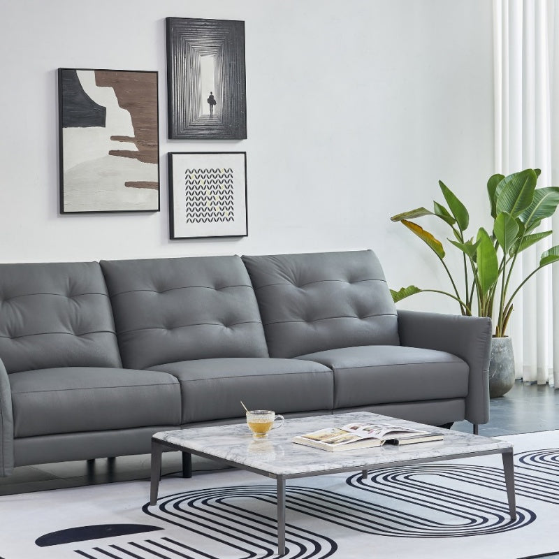 The luxurious and comfortable leather sofa in the living room is Italian, soft and modern-海智集-