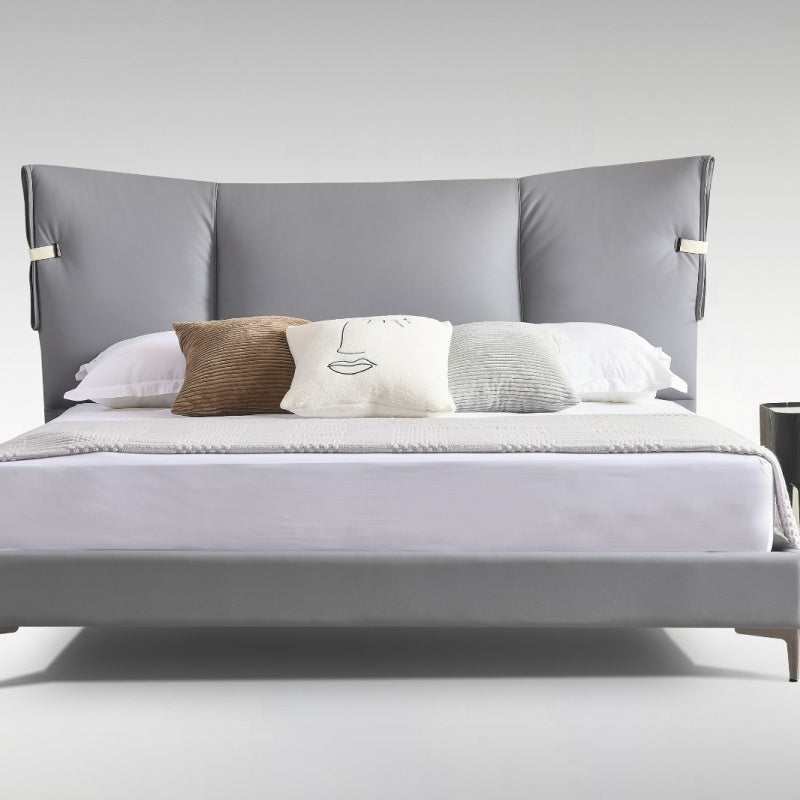 Jinxuan Series Jinxuan GINSON Genuine Leather Bed, modern and simple Italian light Luxury high-end solid wood soft Package XF-13# (Including bed board but excluding bedside table)-海智集-
