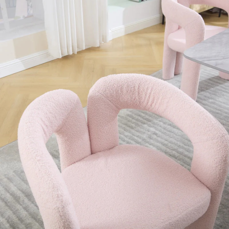 COOLMORE Contemporary Designed Velvet Upholstered Accent/Dining Chair with Armrests in Pink Teddy-海智集-Default-