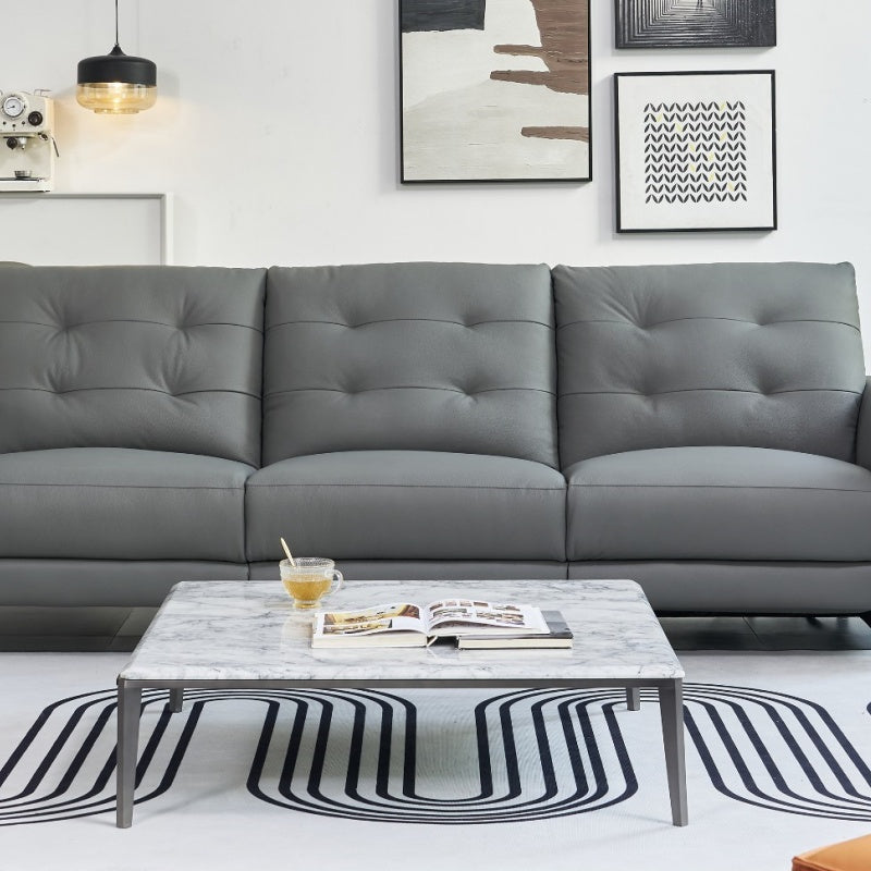The luxurious and comfortable leather sofa in the living room is Italian, soft and modern-海智集-