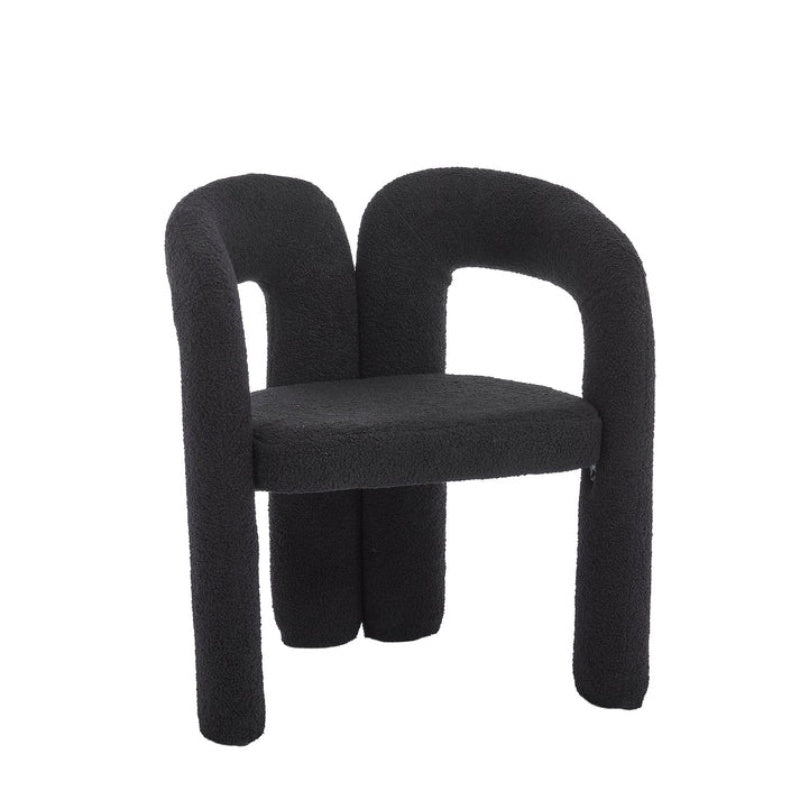 COOLMORE Contemporary Designed Teddy Fabric Upholstered Accent/Dining Chair, Black, Soft Velvet, 24'' x 20.5'' x 28''-海智集-Default-