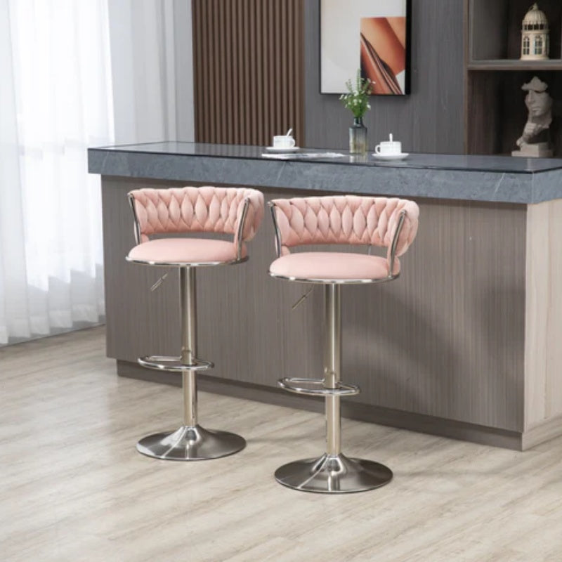 COOLMORE Swivel Bar Stools Set of 2 Adjustable Counter Height Chairs with Footrest for Kitchen, Dining Room 2PC/SET-海智集-Default-