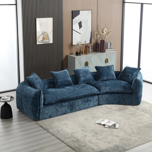 Modular Sectional Sofa, U-Shaped Couch with Sofa for five & Pillows, Modern Minimalist chenille Fabric Large Comfy Cloud Sofas, Living Room Furniture Sets-海智集-Default-