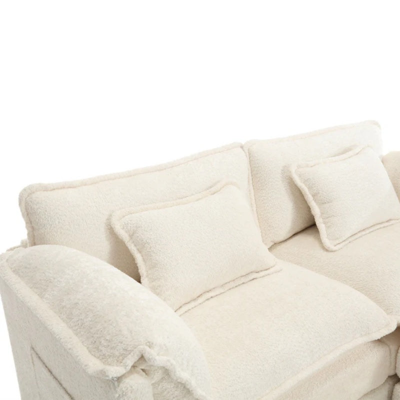 UNITED WE WIN Chenille fabric, removable armrests with side pockets, high density sponge filling, oversized double sofa with footstool-海智集-Default-