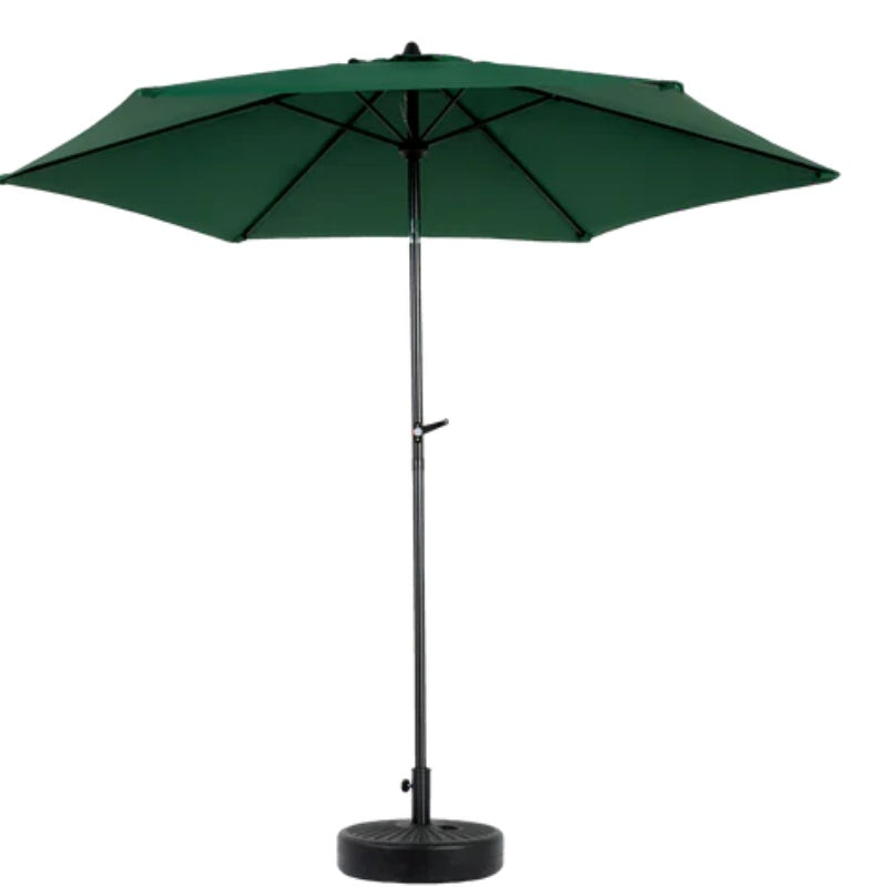 9FT Outdoor Patio Umbrella Outdoor Table Umbrella with Push Button Tilt and Crank, Market Umbrella 6 Sturdy Ribs , Deck, Backyard, Pool (Base Not Included) - ( Dark green )-海智集-Default-