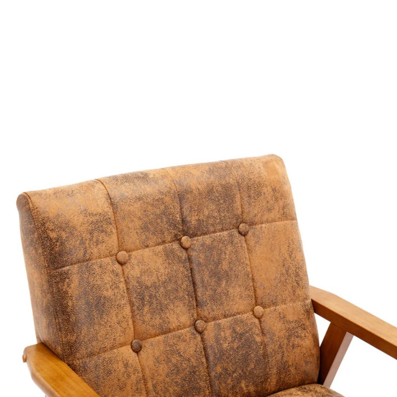 Leisure Chair with Solid Wood Armrest and Feet, Mid-Century Modern Accent chair, for Living Room Bedroom Studio chair-海智集-Default-