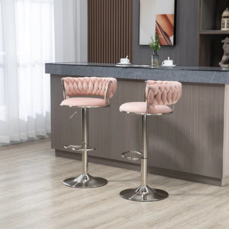 COOLMORE Swivel Bar Stools Set of 2 Adjustable Counter Height Chairs with Footrest for Kitchen, Dining Room 2PC/SET-海智集-Default-