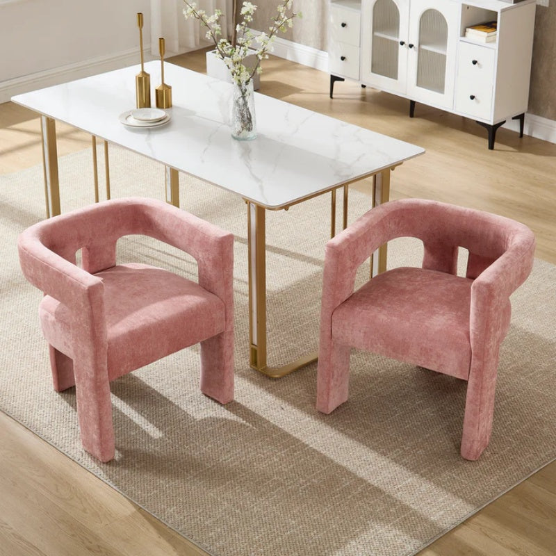 Campcraft Contemporary Designed Fabric Upholstered Accent/Dining Chair /Barrel Side Chairs Kitchen Armchair for Living Room 2PC/SET-海智集-Default-