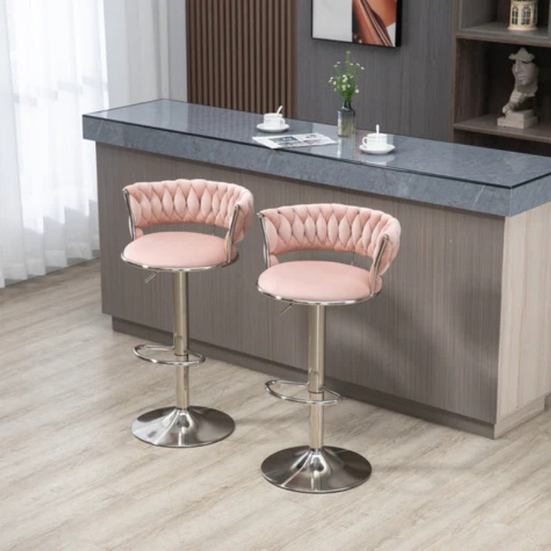 COOLMORE Swivel Bar Stools Set of 2 Adjustable Counter Height Chairs with Footrest for Kitchen, Dining Room 2PC/SET-海智集-Default-