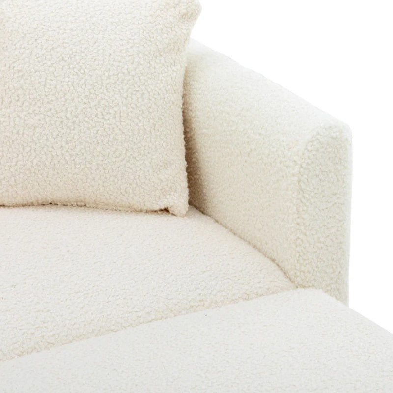 COOLMORE fashionable and classic style chaise lounge chair / accent chair for Living Room, bedroom (Teddy White)-海智集-Default-