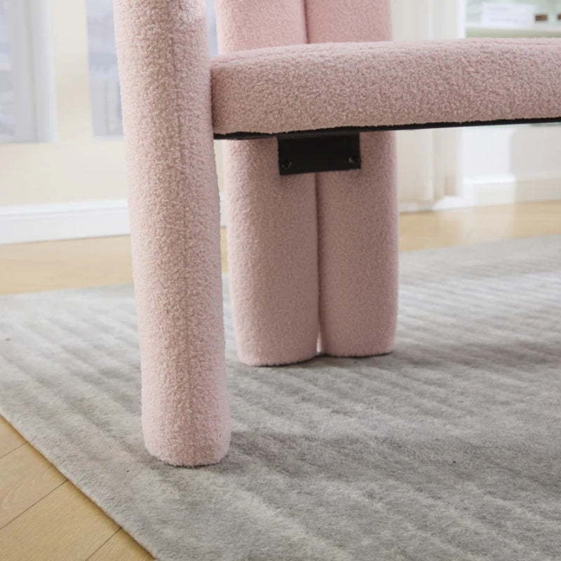 COOLMORE Contemporary Designed Velvet Upholstered Accent/Dining Chair with Armrests in Pink Teddy-海智集-Default-
