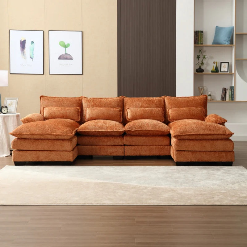 UNITED WE WIN Modern Large chenille Fabric U-Shape Sectional Sofa-海智集-Default-