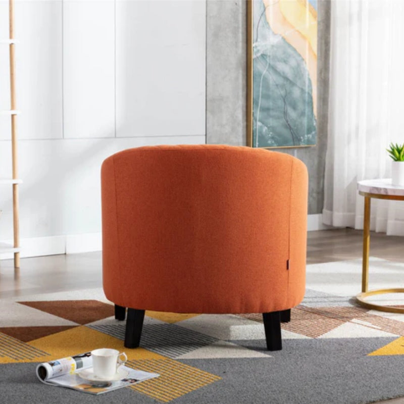 COOLMORE Barrel Chairs with Soft Padded Armrest, Club Chairs with nailheads and solid wood legs for Living Room Bedroom Waiting Room (Orange Linen)-海智集-Default-